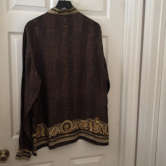 Versace Brown and Gold Silk Shirt - Picture 2 of 13